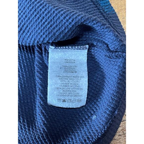 Mens Armani Exchange Blue Long Sleeve Waffle Knit Henley‎ Sleeve Buttons Size L - Picture 9 of 9